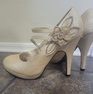 Gold sparkly heels